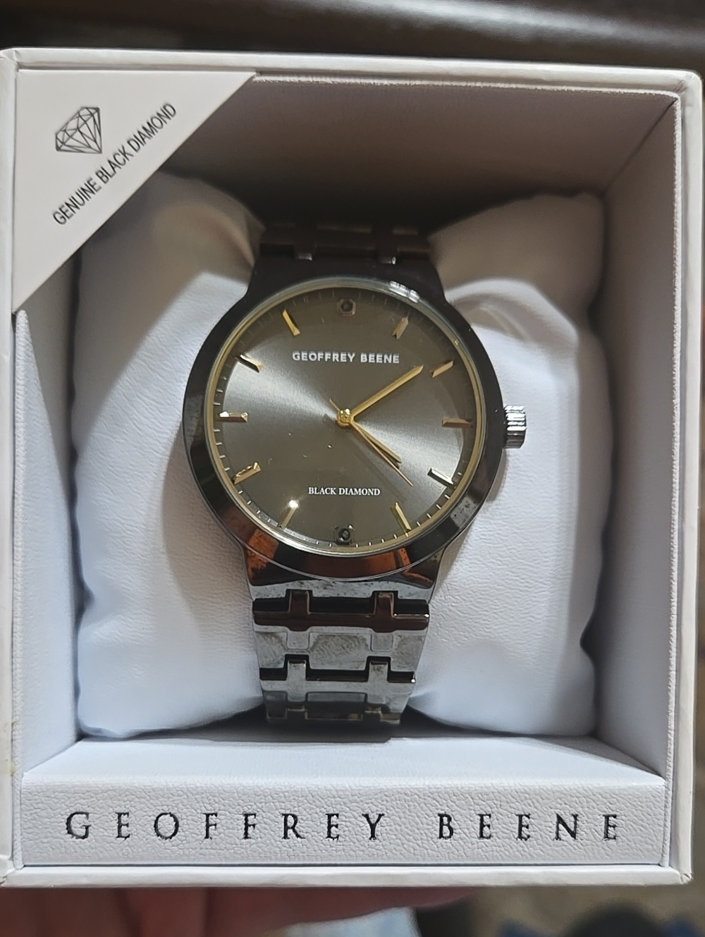 Geoffrey Beene Silver and Gold-Tone Men’s Bracelet Watch